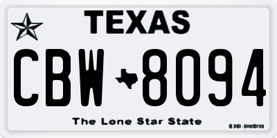 TX license plate CBW8094