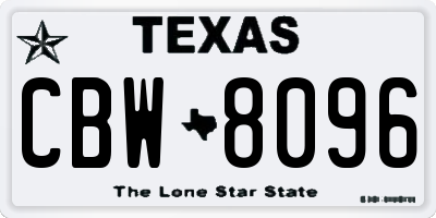 TX license plate CBW8096