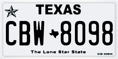TX license plate CBW8098