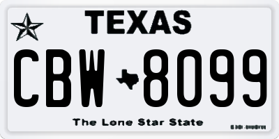 TX license plate CBW8099