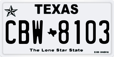 TX license plate CBW8103
