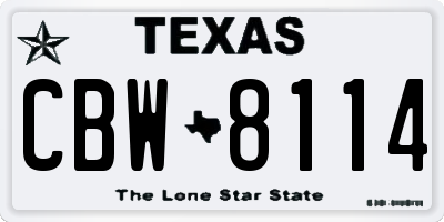 TX license plate CBW8114