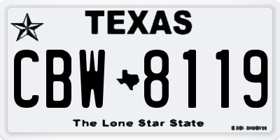 TX license plate CBW8119