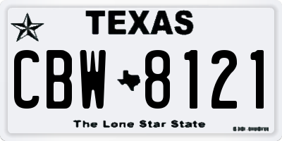 TX license plate CBW8121