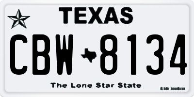 TX license plate CBW8134