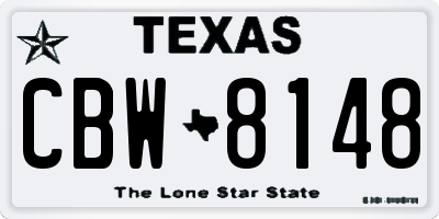TX license plate CBW8148