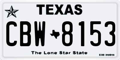 TX license plate CBW8153