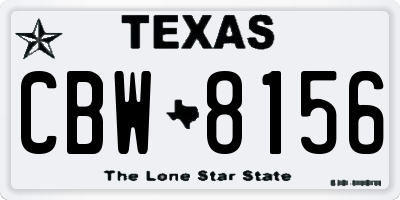 TX license plate CBW8156
