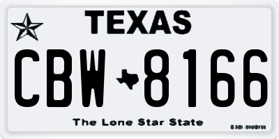 TX license plate CBW8166