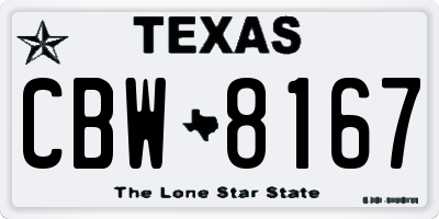 TX license plate CBW8167