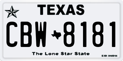 TX license plate CBW8181