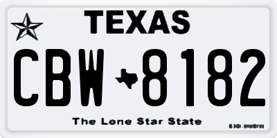 TX license plate CBW8182