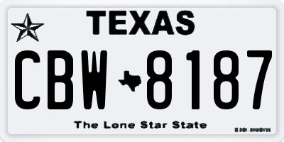 TX license plate CBW8187