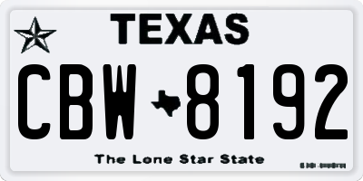 TX license plate CBW8192