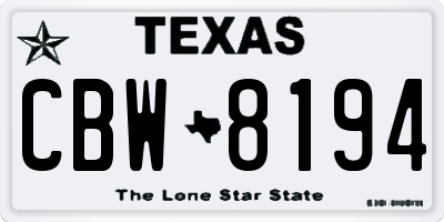 TX license plate CBW8194