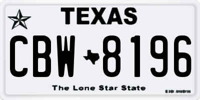 TX license plate CBW8196