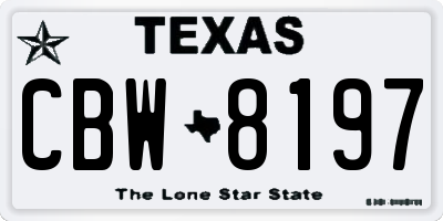 TX license plate CBW8197
