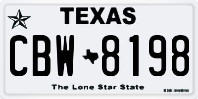 TX license plate CBW8198