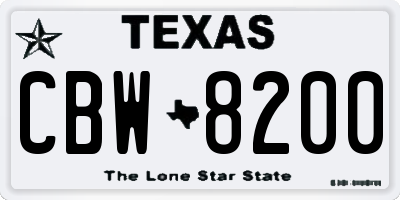 TX license plate CBW8200