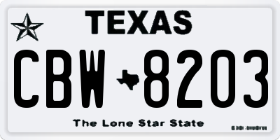 TX license plate CBW8203