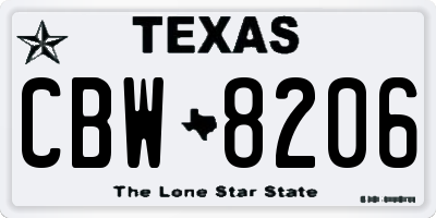 TX license plate CBW8206