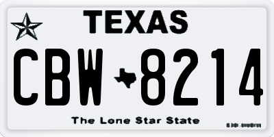 TX license plate CBW8214