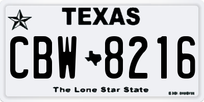 TX license plate CBW8216