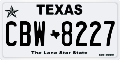 TX license plate CBW8227