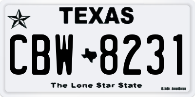 TX license plate CBW8231