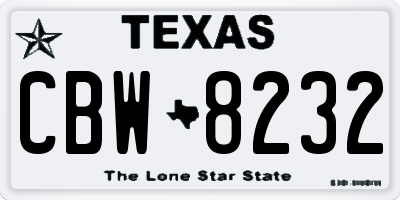 TX license plate CBW8232