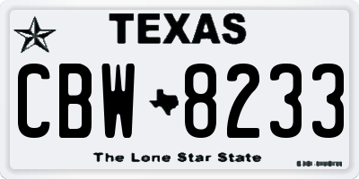 TX license plate CBW8233
