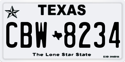 TX license plate CBW8234