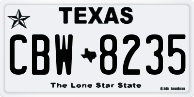 TX license plate CBW8235