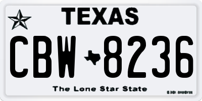 TX license plate CBW8236
