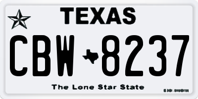 TX license plate CBW8237