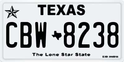 TX license plate CBW8238