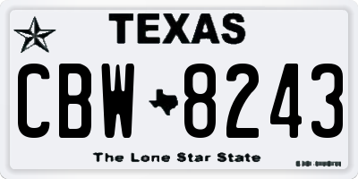 TX license plate CBW8243