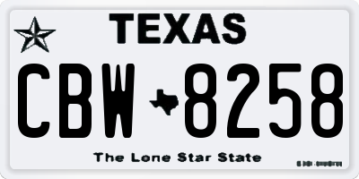 TX license plate CBW8258