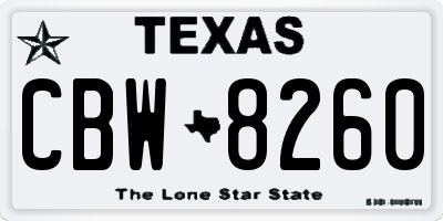 TX license plate CBW8260
