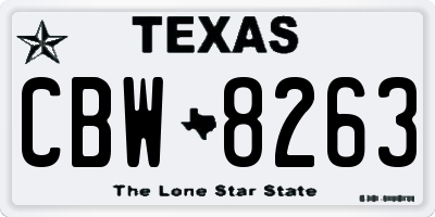 TX license plate CBW8263