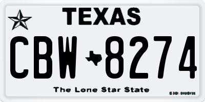 TX license plate CBW8274