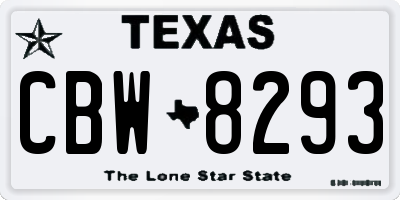 TX license plate CBW8293