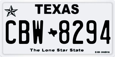 TX license plate CBW8294