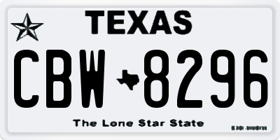 TX license plate CBW8296