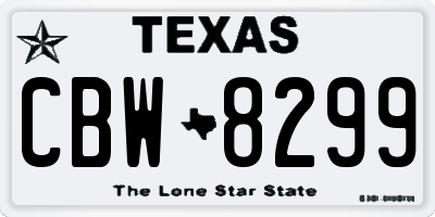 TX license plate CBW8299