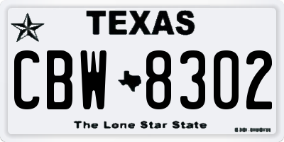 TX license plate CBW8302