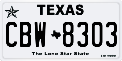 TX license plate CBW8303