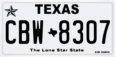 TX license plate CBW8307