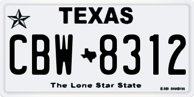 TX license plate CBW8312