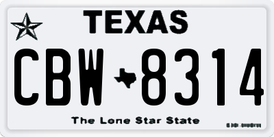 TX license plate CBW8314